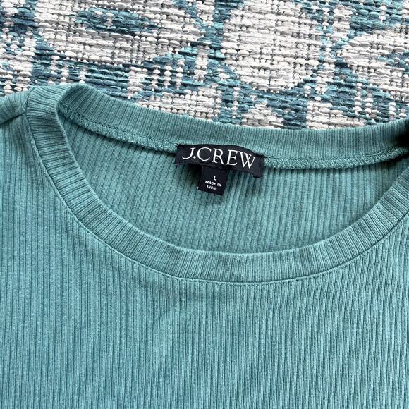 J.Crew‎ Vintage Women's Rib Puff-Sleeve Top Green - Size L - Picture 4 of 7